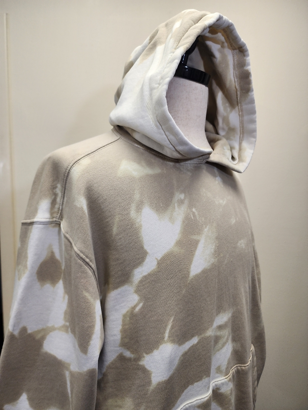Upcycled Marble Wash Hoodie Old Navy Beige Cream Bleach Dyed Size Large - Picture 5 of 8